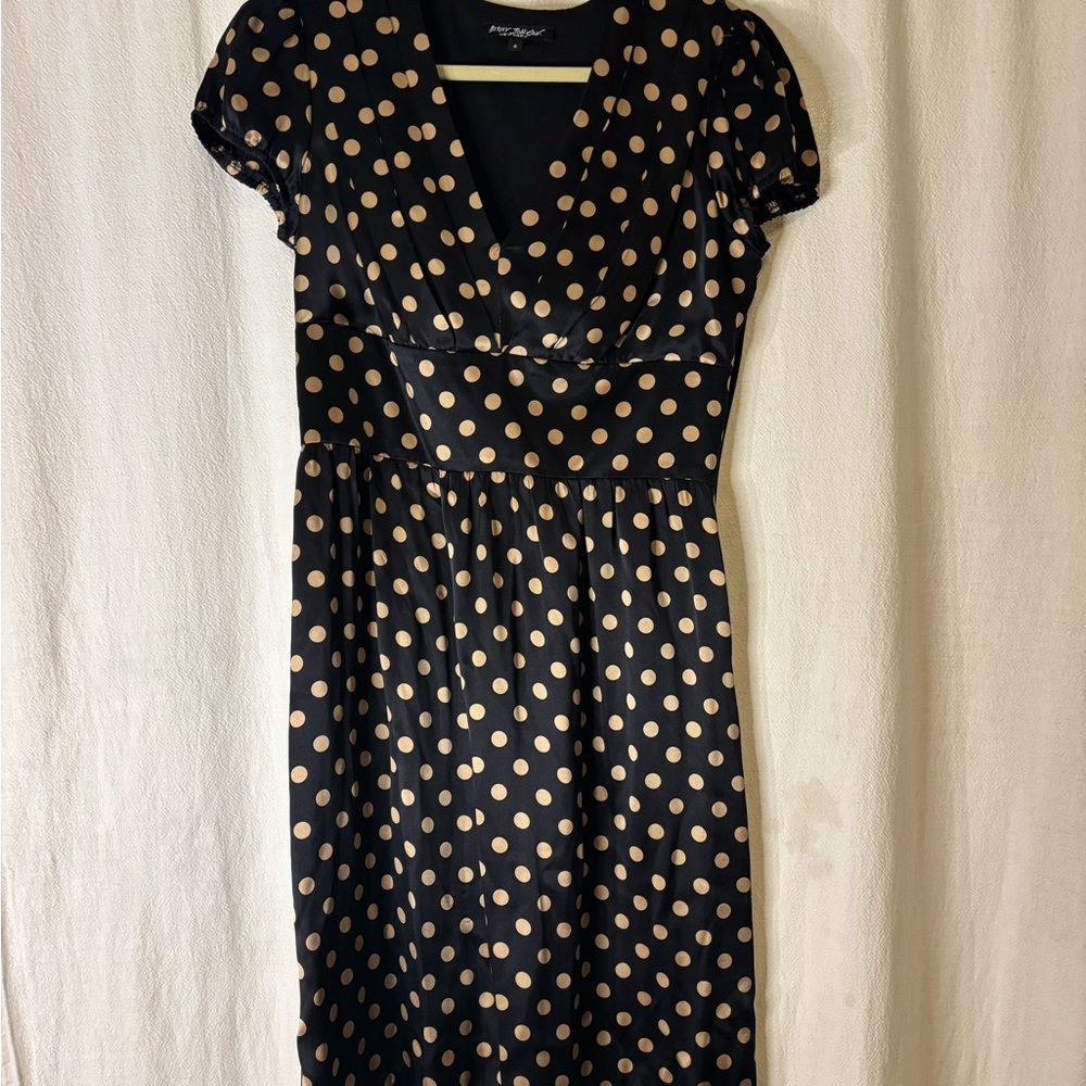 Black with Gold Polka Dot Silk Dress